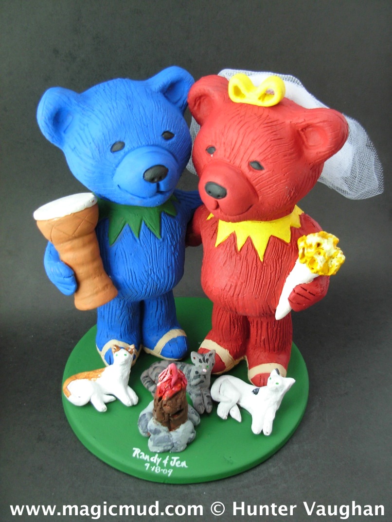 Jerry Bear with Djembe Drum Wedding Cake Topper